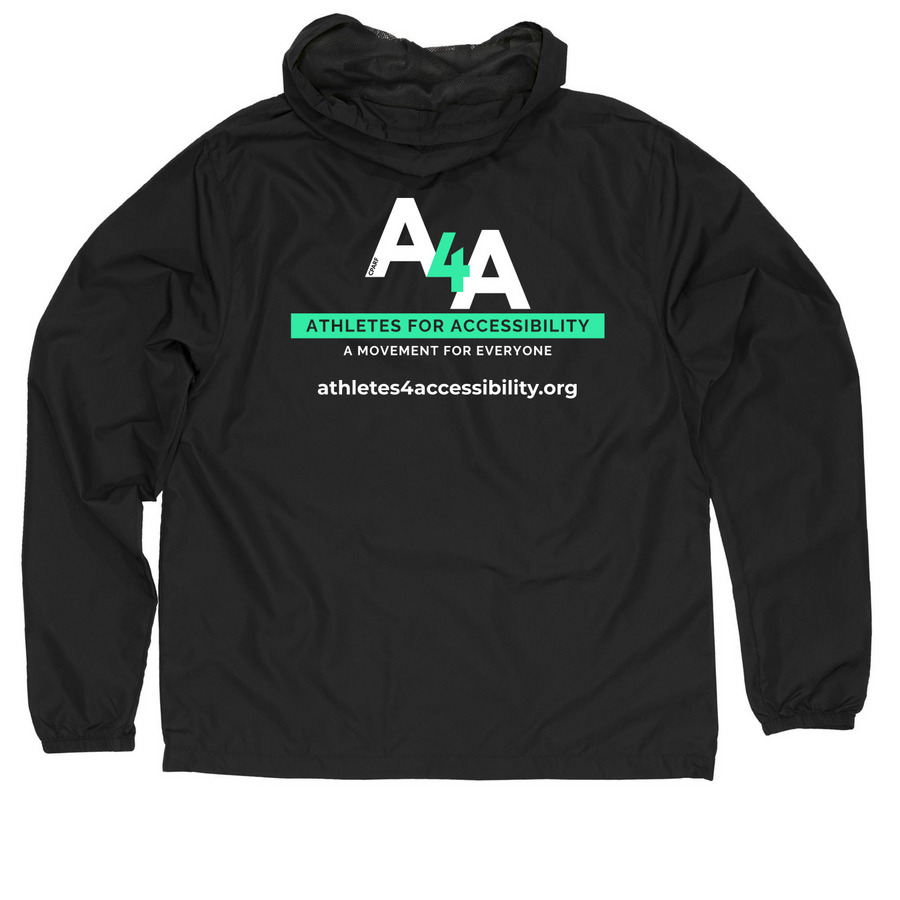 Athletes for Accessibility Windbreakers, a Black Quarter-Zip Windbreaker (back-view)