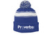 Stay warm, a True Royal/ White Printed Stripe Pom-Pom Beanie