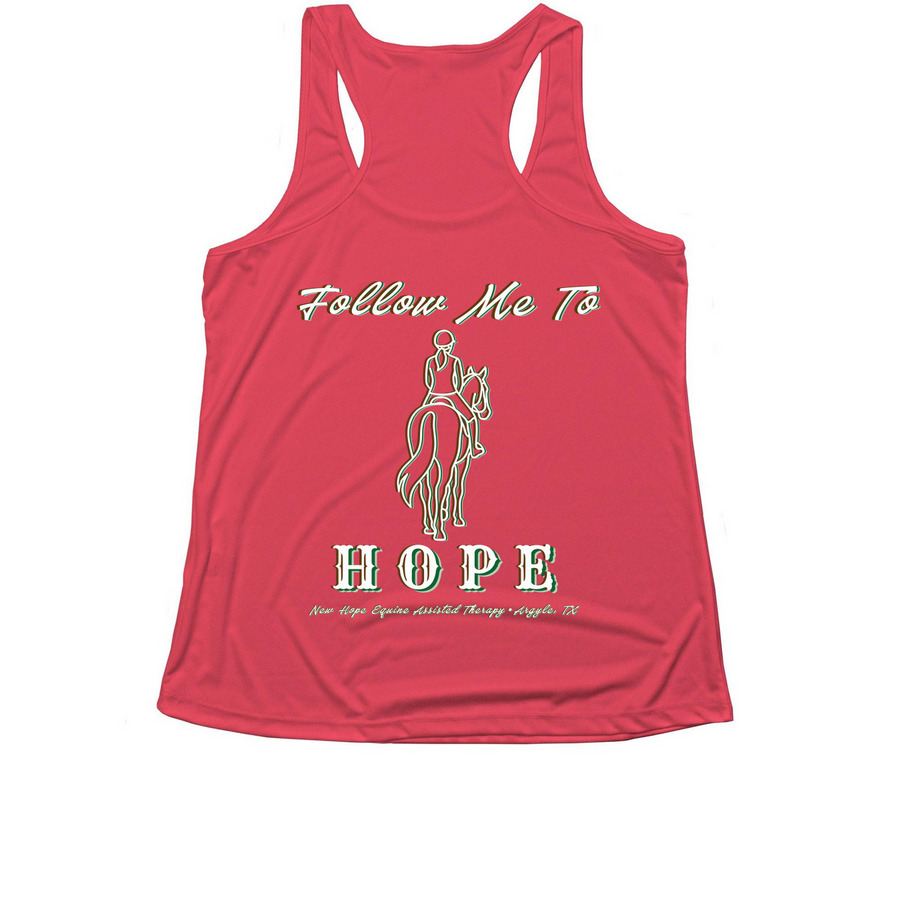 Volunteer Athletic Collection, a Hot Coral Women's Performance Tank (back-view)