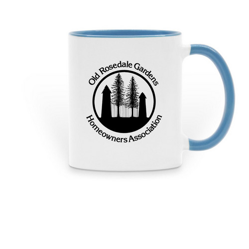 Old Rosedale Gardens Mugs, a Light Blue Two-Tone Ceramic Mug