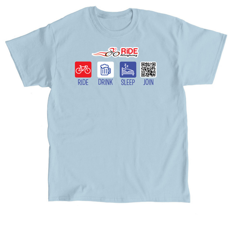 Ride-Drink-Sleep LIGHT COLORS, a Light Blue Classic Unisex Tee