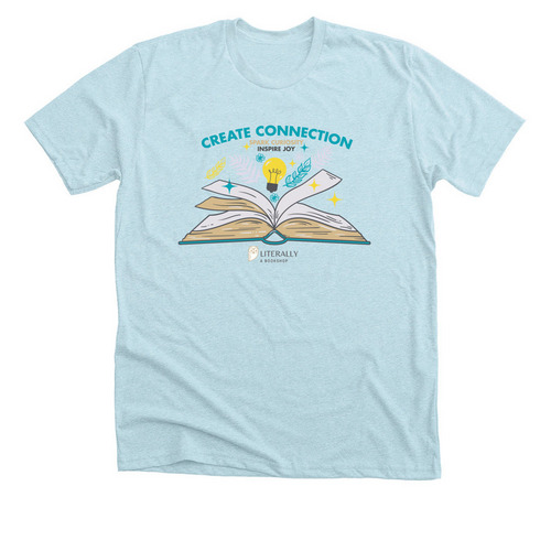 Literally, A Bookshop tee, a Heather Ice Blue Premium Unisex Tee