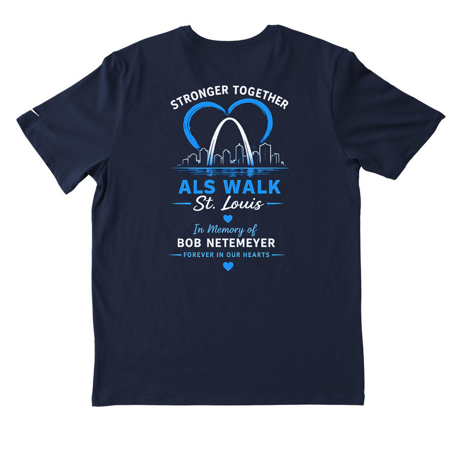 Team Lyle ALS walk shirt (Nike), a College Navy Nike Dri-FIT Jersey Blend Performance Tee (back-view)
