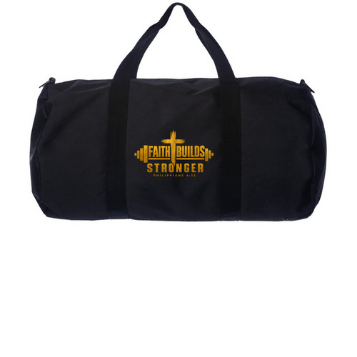built through faith, a Black Day Tripper Duffel Bag