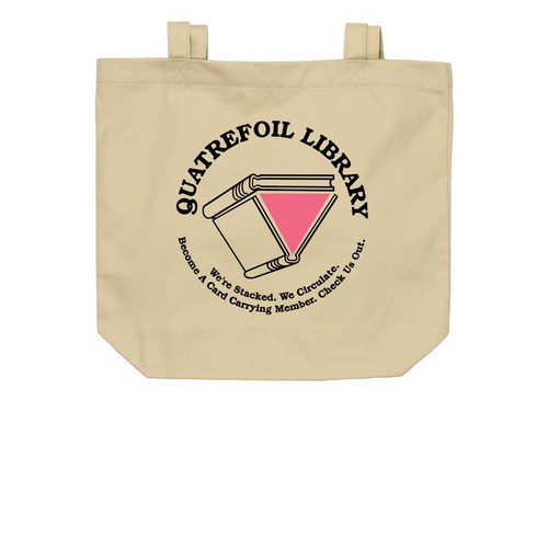 Quatrefoil 90's Logo Totes, a Oyster Organic Cotton Tote Bag