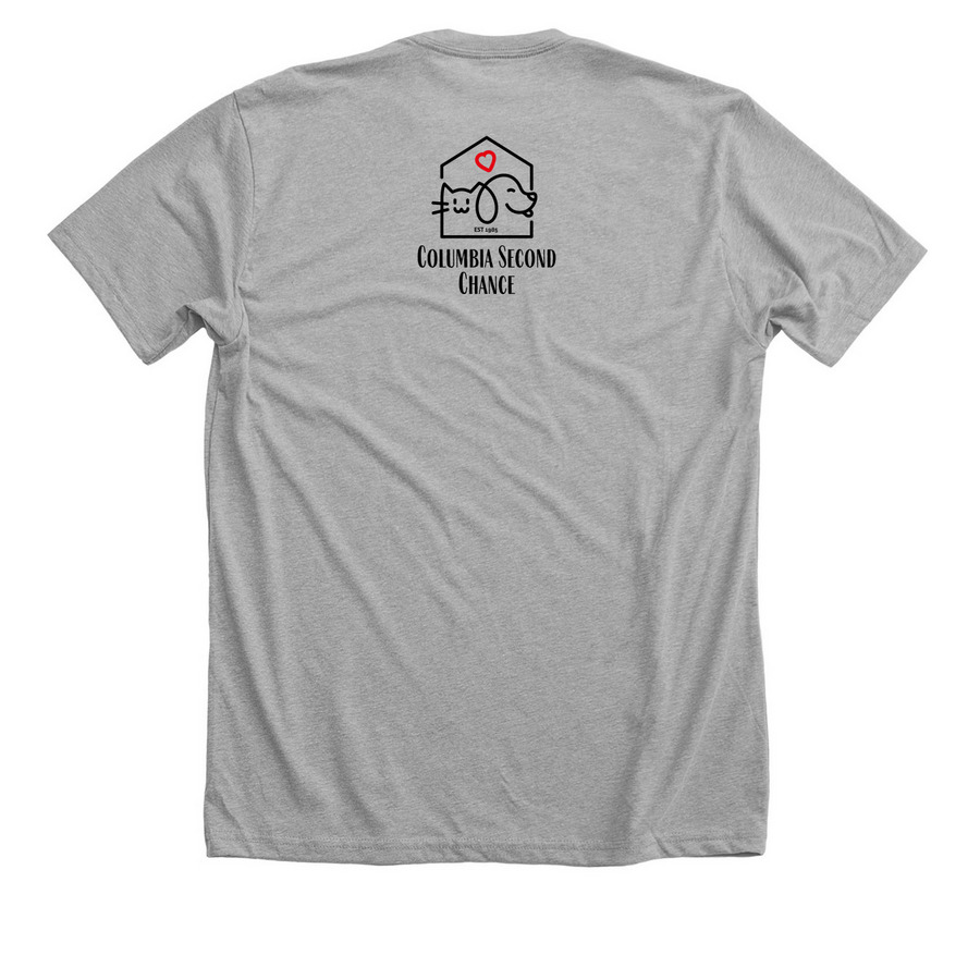 Ask Me About My Foster, a Athletic Heather Premium Unisex Tee (back-view)