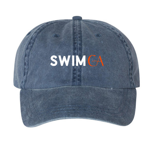 Swim California Hats, a Navy Printed Pigment Dye Baseball Cap