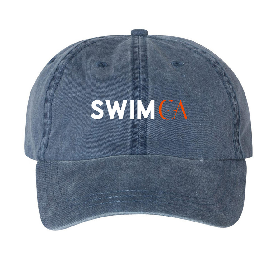 Swim California Hats, a Navy Printed Pigment Dye Baseball Cap