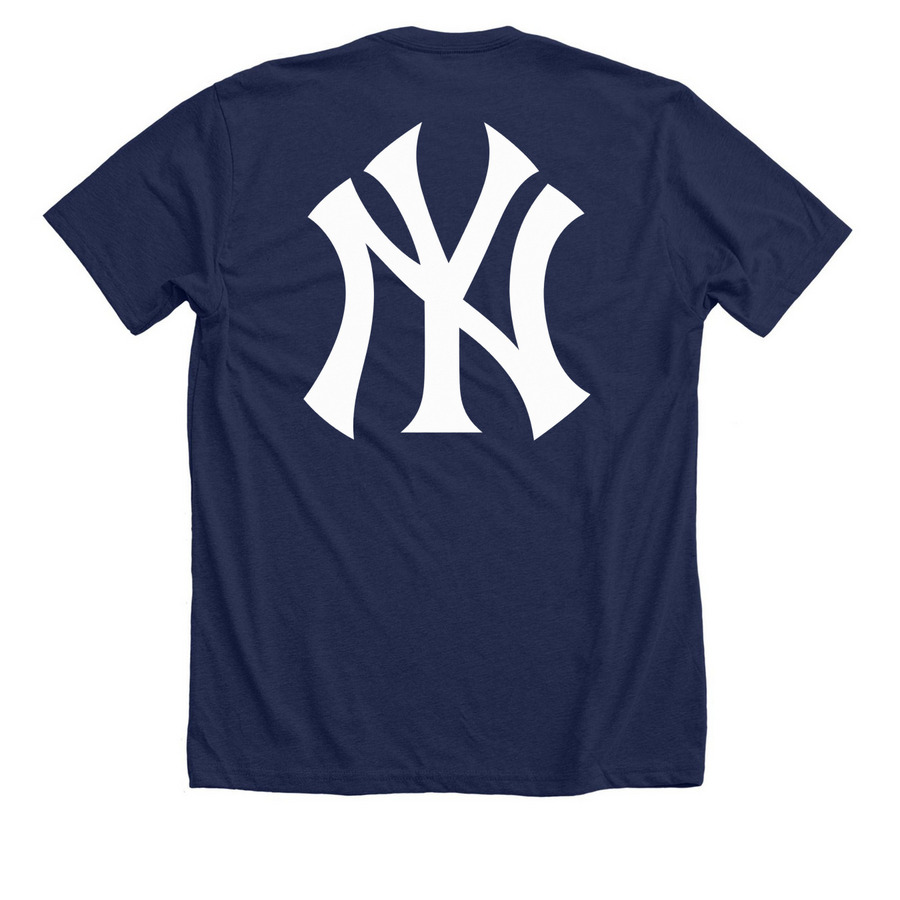 New York Yankees Made For October No Time Lik, a Solid Navy Blend Premium Unisex Tee (back-view)