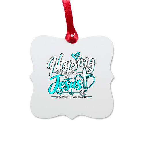 Nursing in the Name of Jesus - Ornaments&nbsp;, a White Aluminum Square Ornament