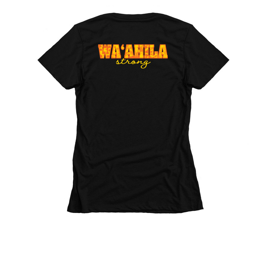 Wa?ahila Strong - Yellow & Orange Print, a Black Women's Slim Fit Tee (back-view)
