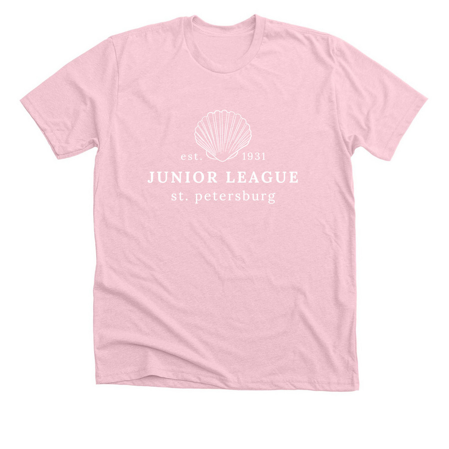 JLSP Seashell Tee, a Heather Pink Premium Unisex Tee