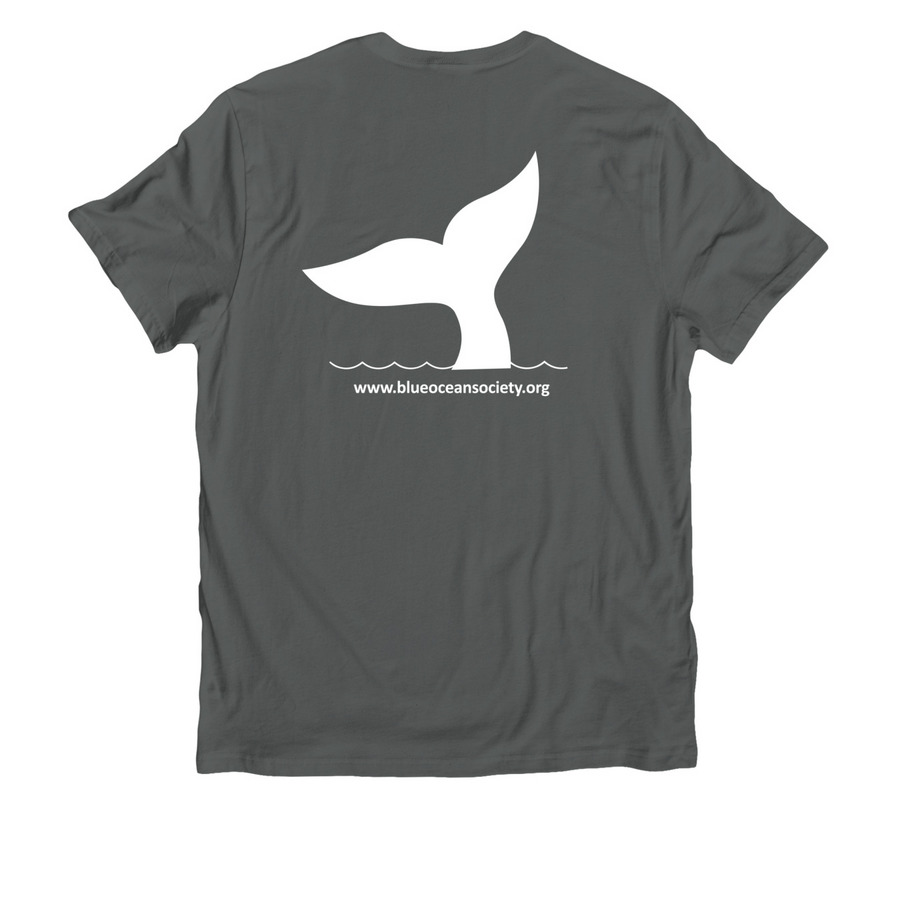Blue Ocean Society Whale Tail Design, a Terrain Grey Allmade Organic Cotton Unisex Tee (back-view)