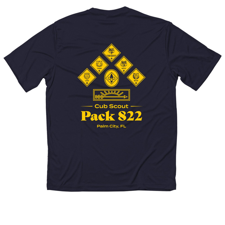 Pack 822 Class B Shirt, a True Navy Classic Performance Tee (back-view)