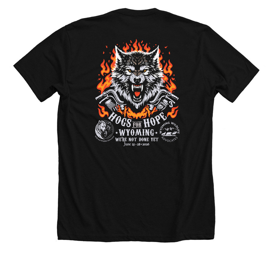 HOGS FOR HOPE 3, a Solid Black Blend Premium Unisex Tee (back-view)
