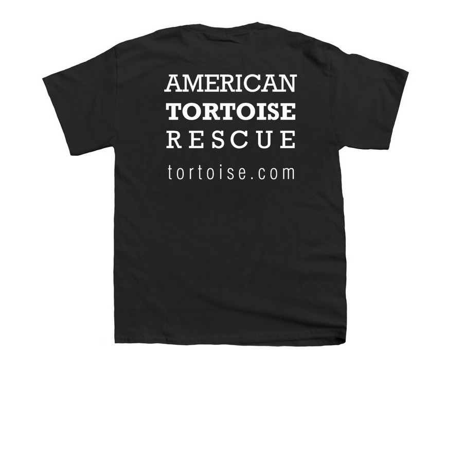 Save Us! American Tortoise Rescue, a Black Youth Unisex Tee (back-view)