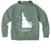 Rooted in Idaho, a Matcha Green Allmade Organic CVC Pullover Hoodie (back-view)