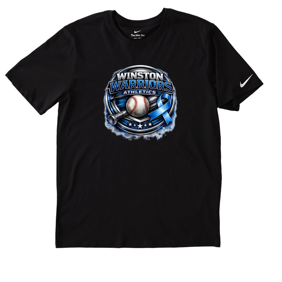 Winston Warriors Athletics, a Black Nike Dri-FIT Jersey Blend Performance Tee