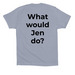 What would Jen do?, a Vintage Denim Premium Cotton Tee (back-view)