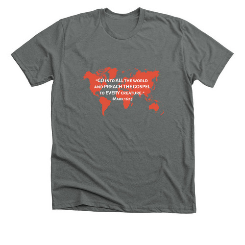 Mark 16:15 Continents, a Heavy Metal Premium Unisex Tee