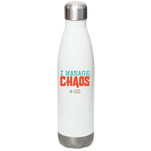 I Manage Chaos, a White Stainless Steel Water Bottle