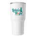 Tall Beverage Tumbler, a White Insulated Tumbler (back-view)