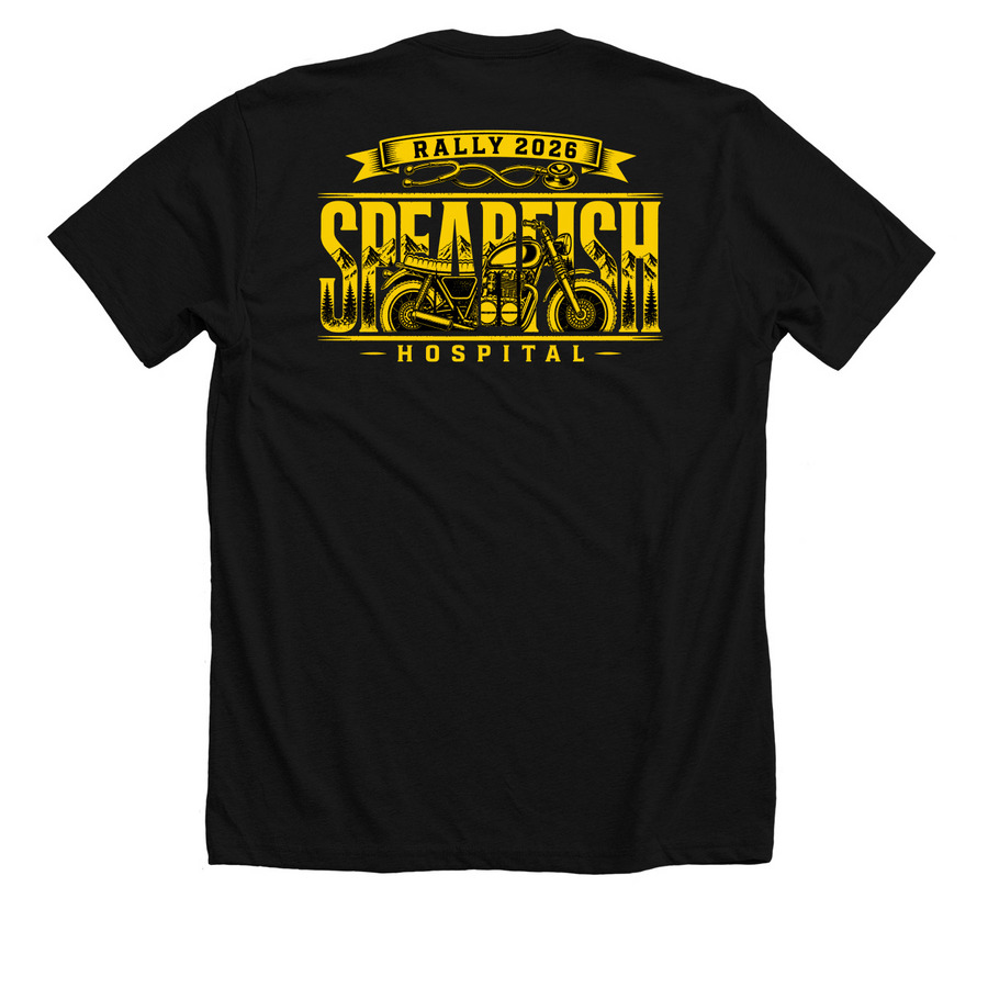 Spearfish Hospital Rally 2026, a Solid Black Blend Premium Unisex Tee (back-view)