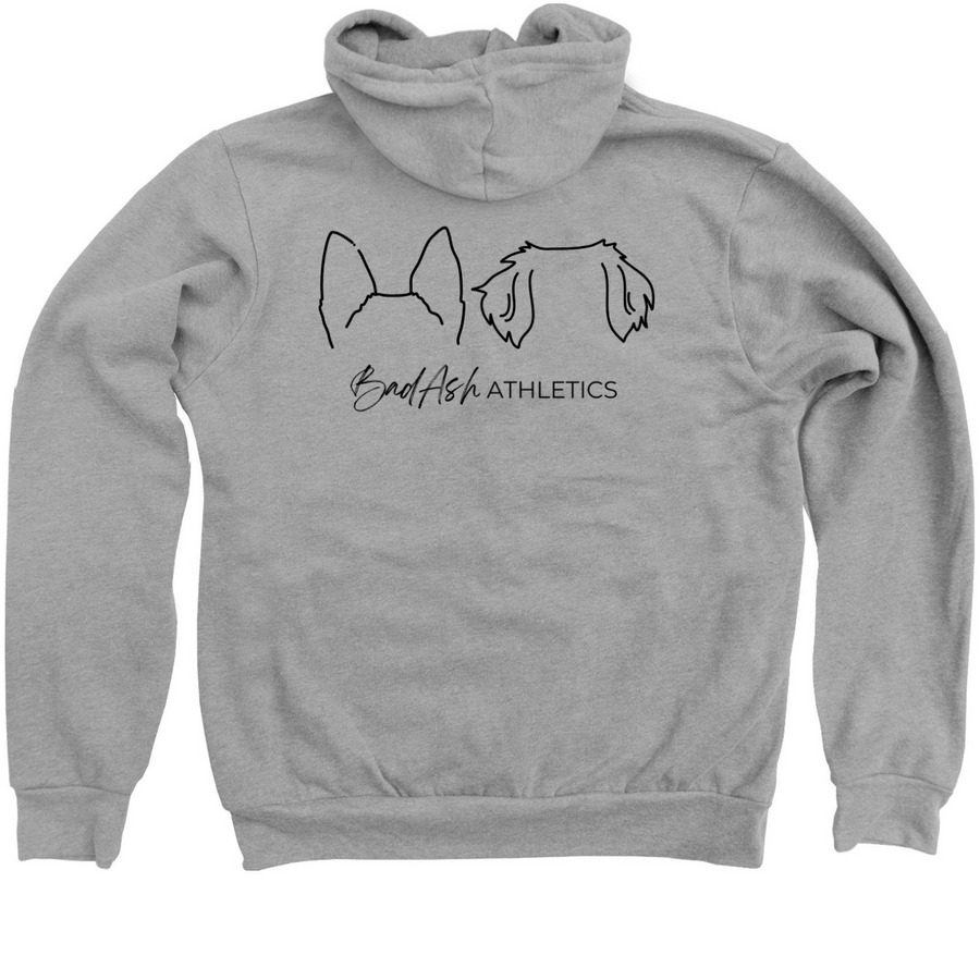 Puppy Ears, a Athletic Heather Zip Up Hoodie (back-view)
