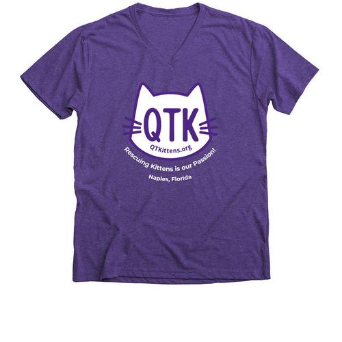 Buy a Shirt. Help "Fix" a Kitten. QT Kittens, a Purple Rush Premium V-Neck Tee