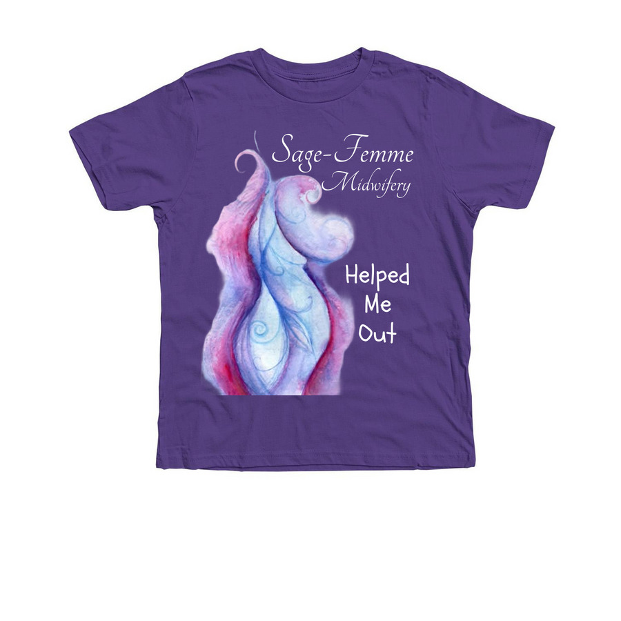 Sage-Femme Midwifery "helped me out", a Heather Team Purple Premium Youth Tee