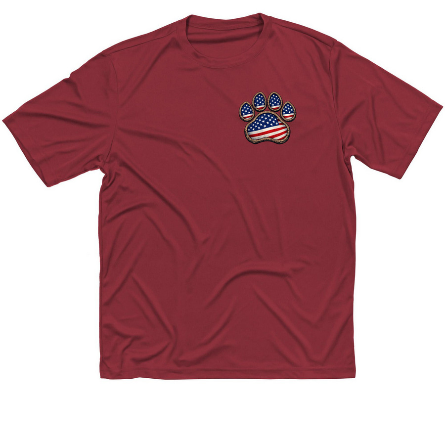 100% Polyester&nbsp;American Pups, a True Red Classic Performance Tee
