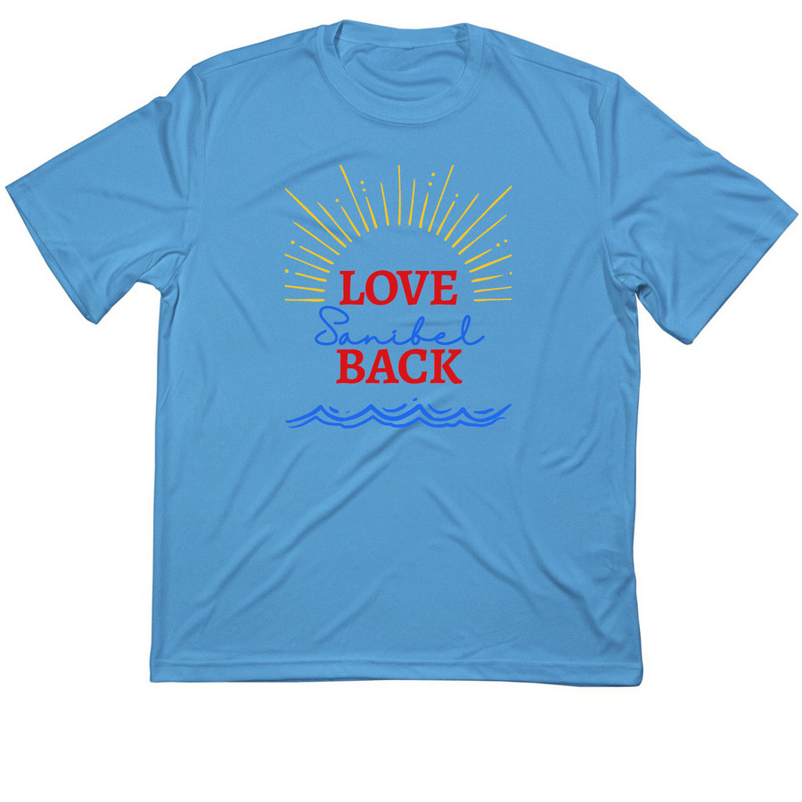 Love Sanibel Back 2026, a Carolina Blue Classic Performance Tee
