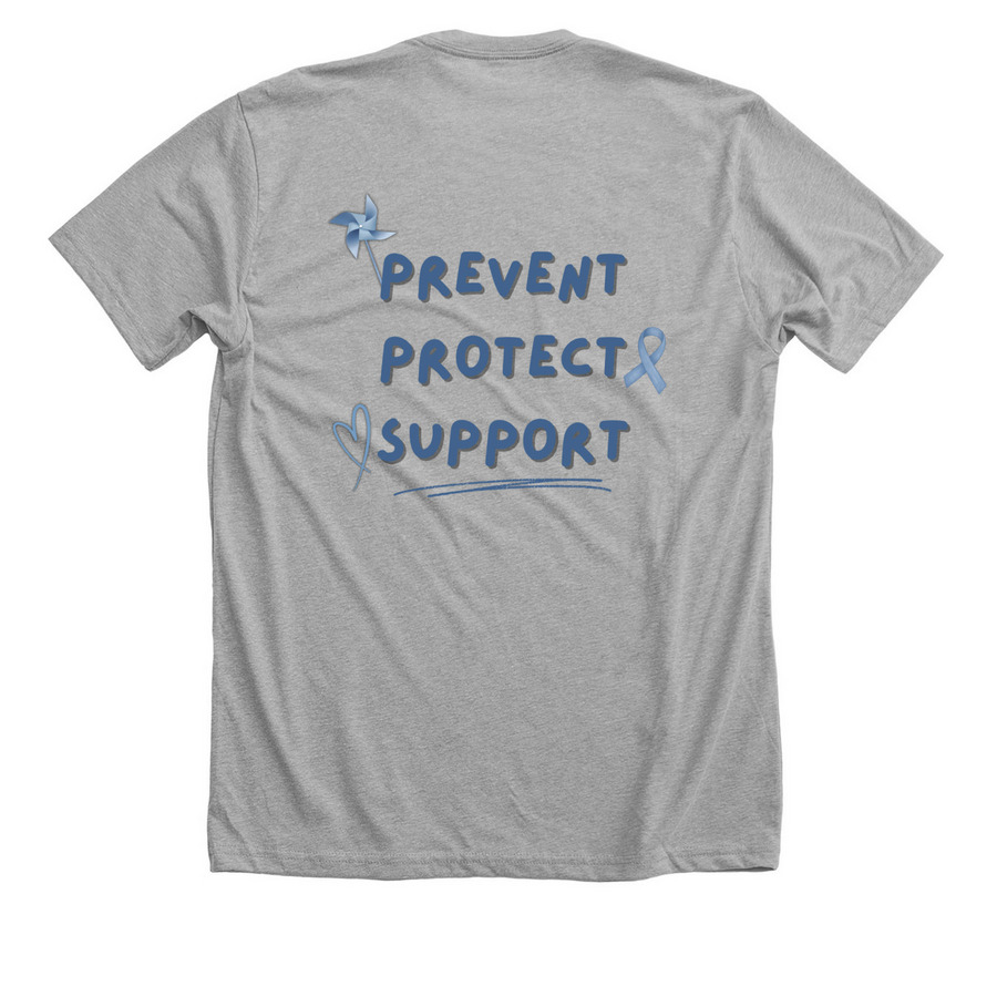 Prevent. Protect. Support., a Athletic Heather Premium Unisex Tee (back-view)