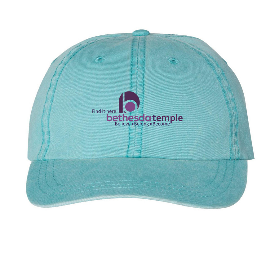 Find it Here- Cap, a Aqua Printed Pigment Dye Baseball Cap