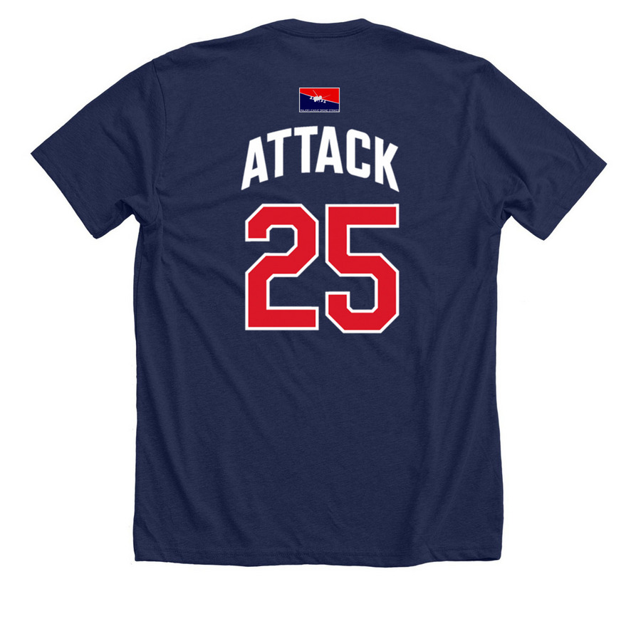 25 ATKW, a Solid Navy Blend Premium Unisex Tee (back-view)
