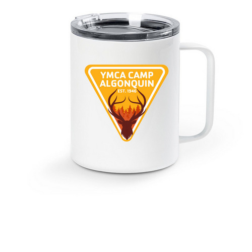 Camp Algonquin Insulated Tumbler, a White Stainless Steel Travel Mug