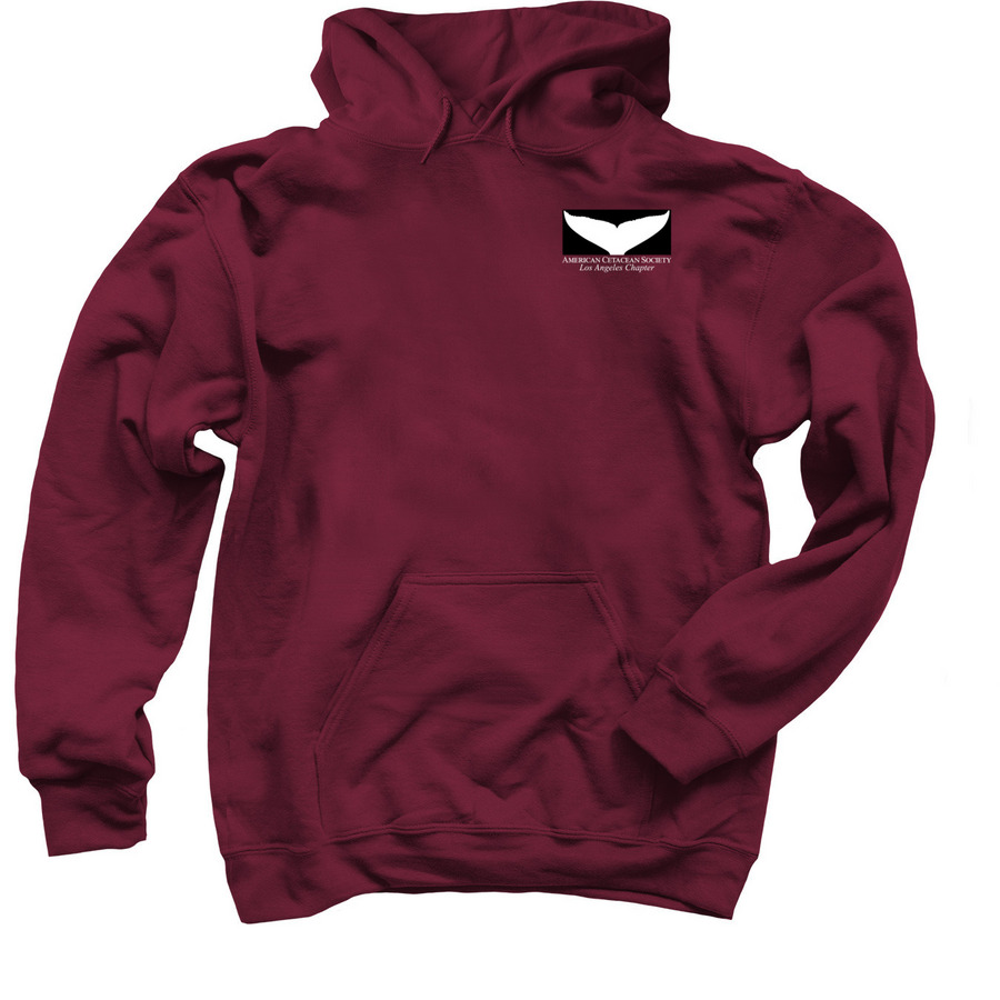 ACS-LA logo whale conservation dark colors, a Maroon Pullover Hoodie