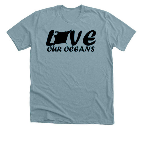 Love Our Oceans, a Heather Blue Lagoon Premium Unisex Tee