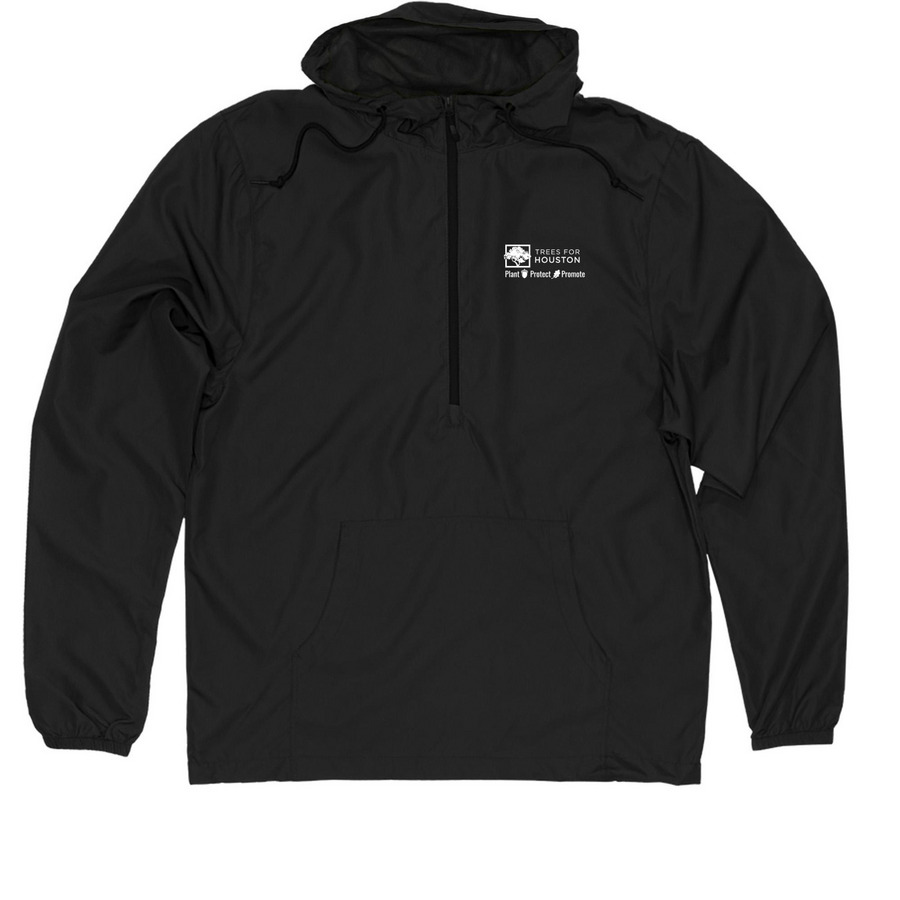 Trees For Houston Windbreaker, a Black Quarter-Zip Windbreaker