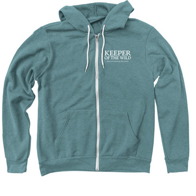 Keeper of the Wild, a Heather Deep Teal Zip Up Hoodie