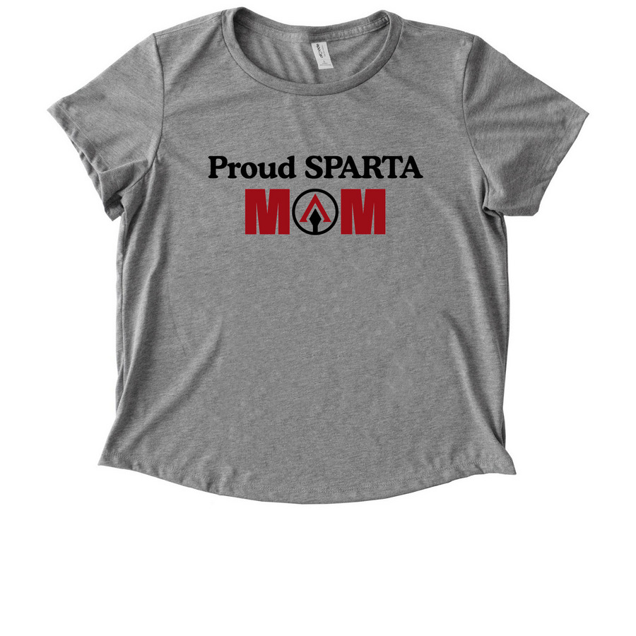 Proud SPARTA Mom, a Aluminum Grey Allmade Eco Triblend Women?s Scoop Neck Tee
