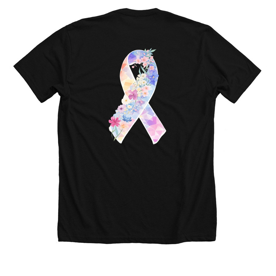 Floral Ribbon, a Solid Black Blend Premium Unisex Tee (back-view)