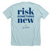 YAM - Risk Something New, a Heather Ice Blue Premium Unisex Tee (back-view)