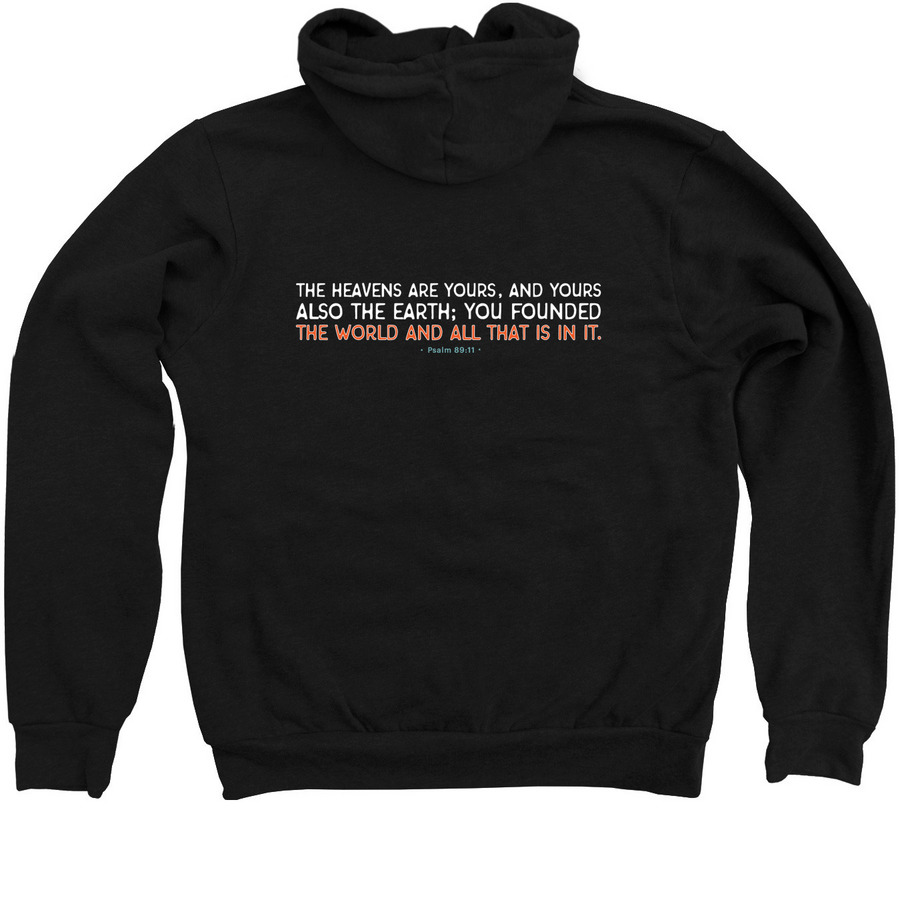 The World & Everything in It Zip Hoodie, a Black Zip Up Hoodie (back-view)