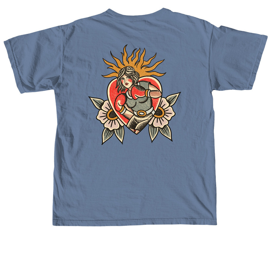 Fight like a girl&nbsp;, a Blue Jean Comfort Colors Unisex Tee (back-view)