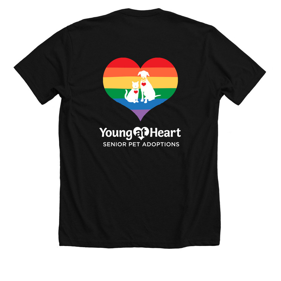 Young at Heart Pride, a Solid Black Blend Premium Unisex Tee (back-view)