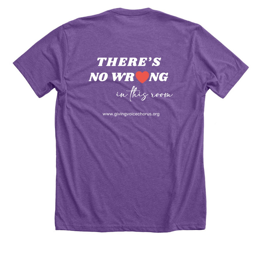 Giving Voice Tee Shirt, a Heather Team Purple Premium Unisex Tee (back-view)