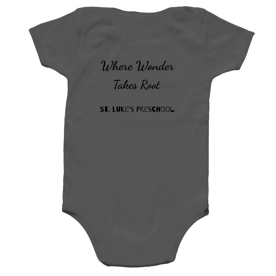 St. Luke's Preschool: Baby, a Charcoal Infant Onesie (back-view)