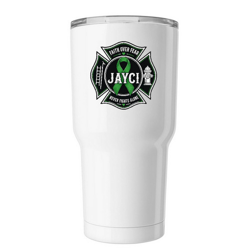 Faith Over Fear for Jayci, a White Insulated Tumbler
