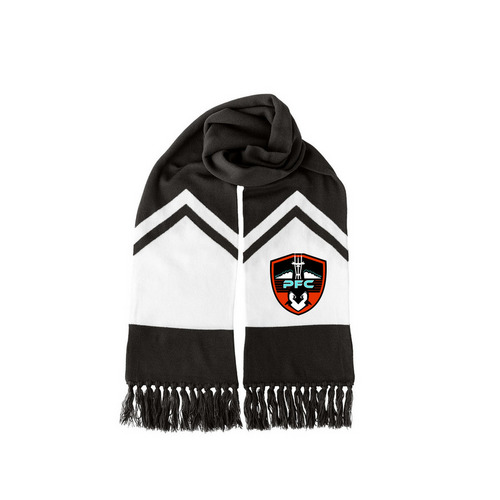 PFC Soccer Scarf, a Black/ White Two-Tone Gameday Scarf